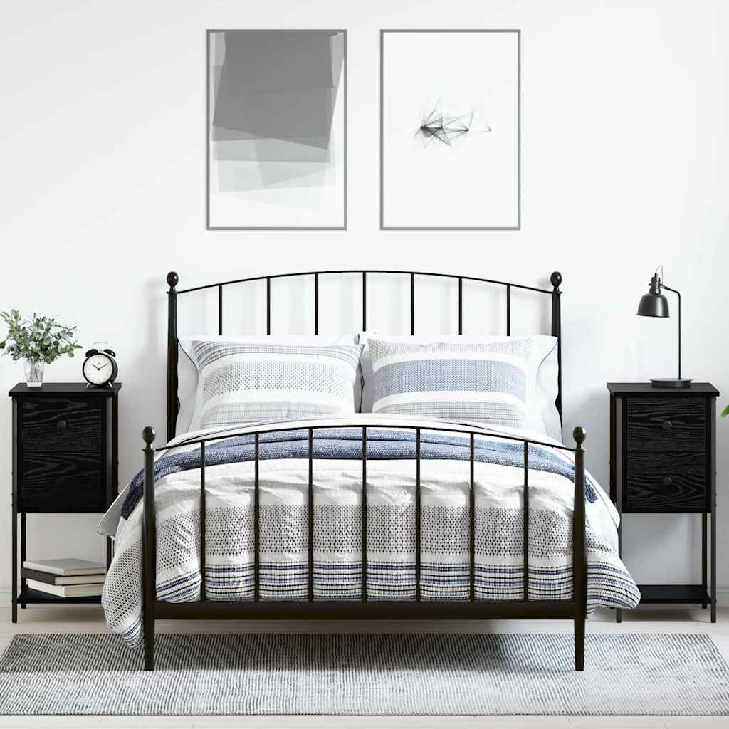 Armadio da Notte con cassetto 2 pcs Rovere nero 32 x 42 x 70 cm