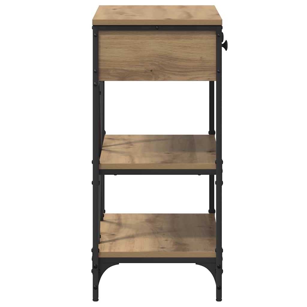 Tavolo consolle con cassetto con lo scaffale rovere artigianale