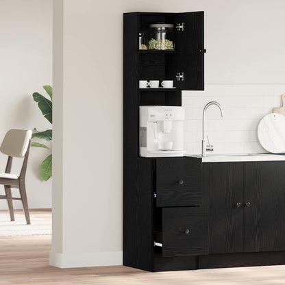 Credenza da cucina con cassetto Rovere Nero 32 x 50 x 180 cm | homemem39