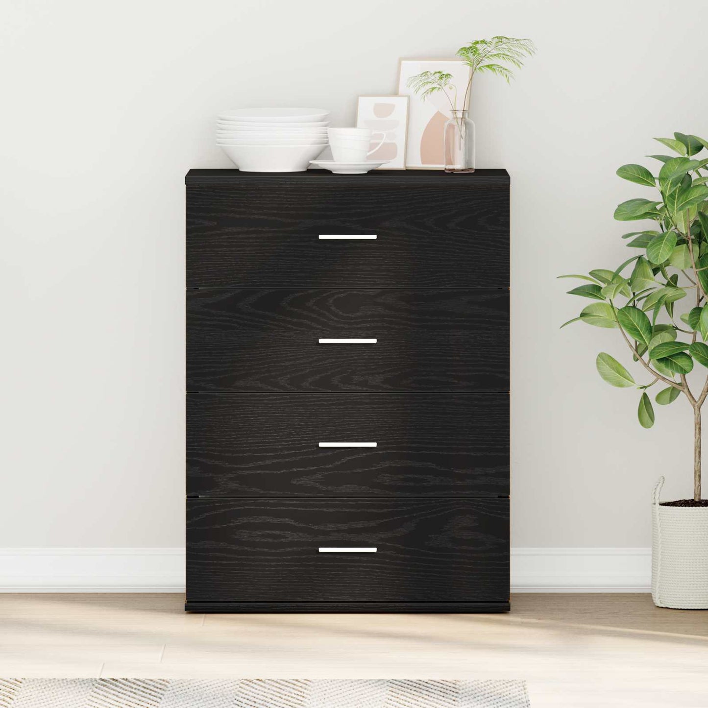 Credenza Rovere Nero 60 x 39 x 80 cm Legno multistrato