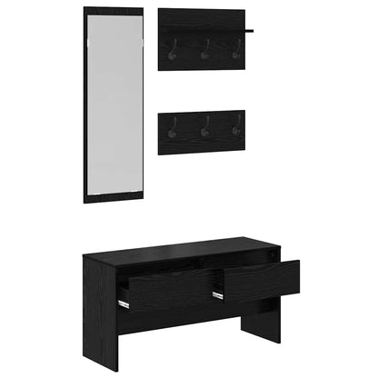 Set mobili da ingresso 4 pcs Rovere Nero Legno multistrato | homemem39