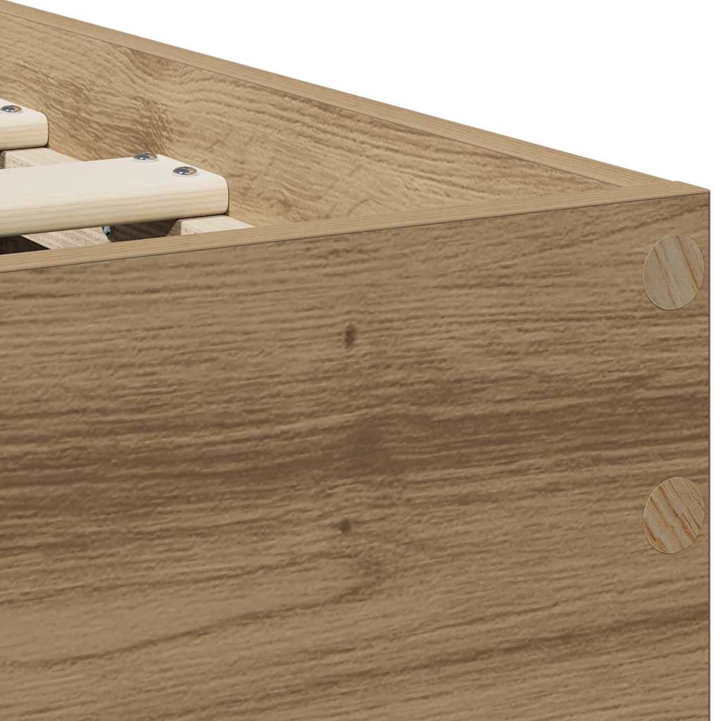 Struttura del letto con testiera Rovere artigianale 90 x 190 cm
