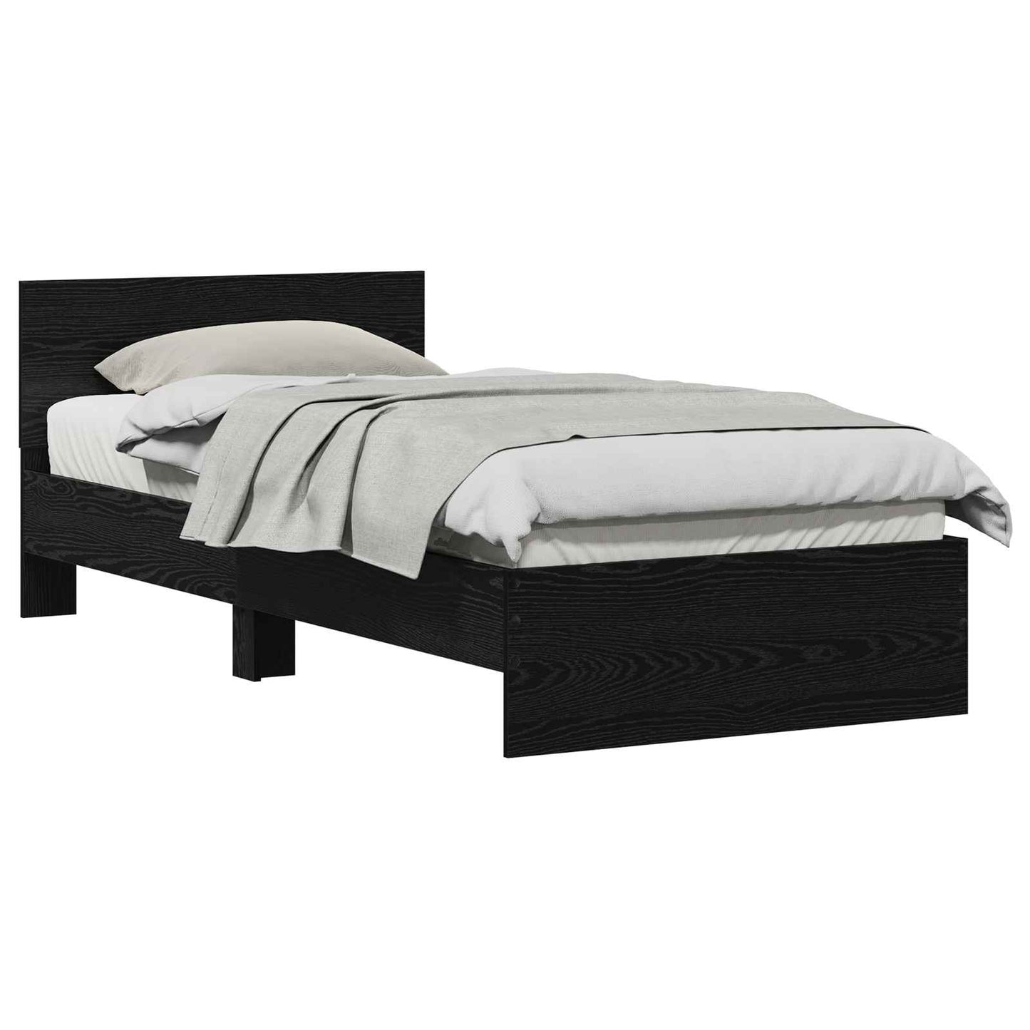 Struttura del letto Rovere Nero 90 x 190 cm Legno multistrato | homemem39