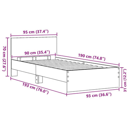 Struttura del letto Rovere Nero 90 x 190 cm Legno multistrato | homemem39