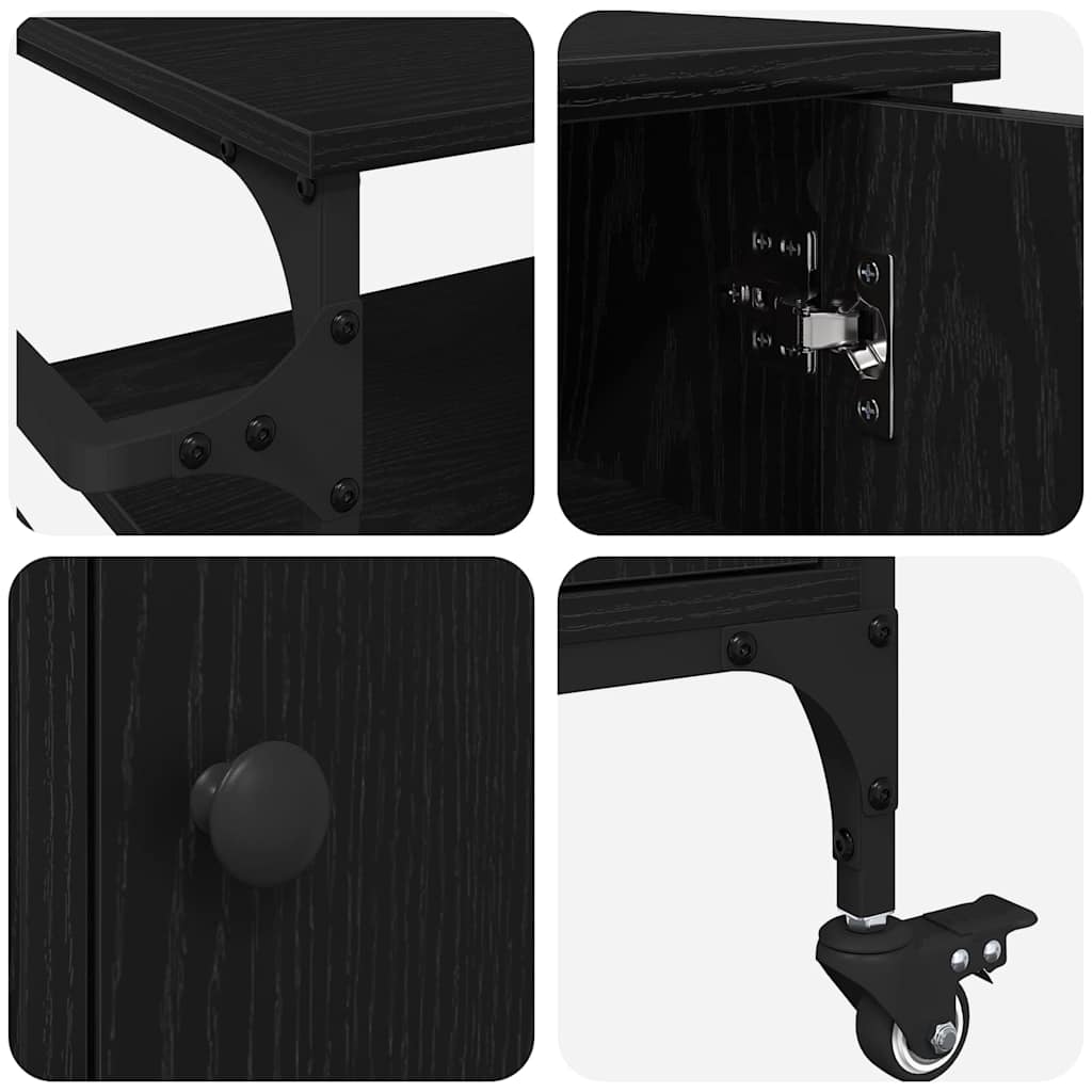 Carrello da Cucina Rovere nero 87.5 x 38.5 x 84.5 cm