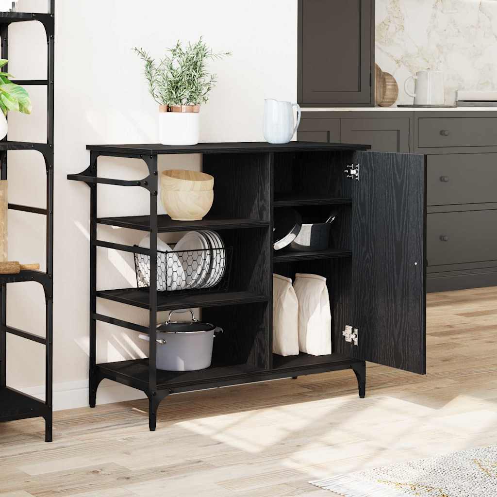 Carrello da Cucina Rovere nero 87.5 x 38.5 x 84.5 cm