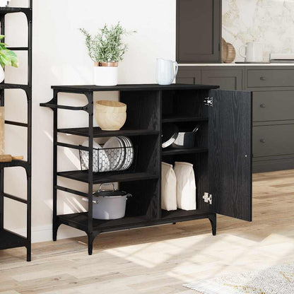 Carrello da Cucina Rovere nero 87.5 x 38.5 x 84.5 cm