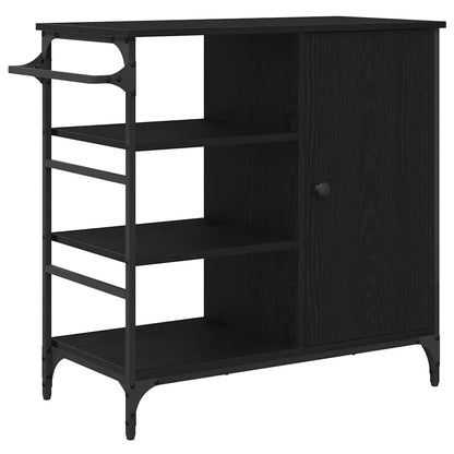 Carrello da Cucina Rovere nero 87.5 x 38.5 x 84.5 cm