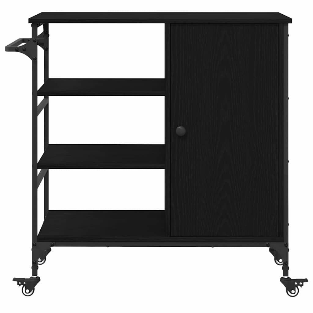 Carrello da Cucina Rovere nero 87.5 x 38.5 x 84.5 cm