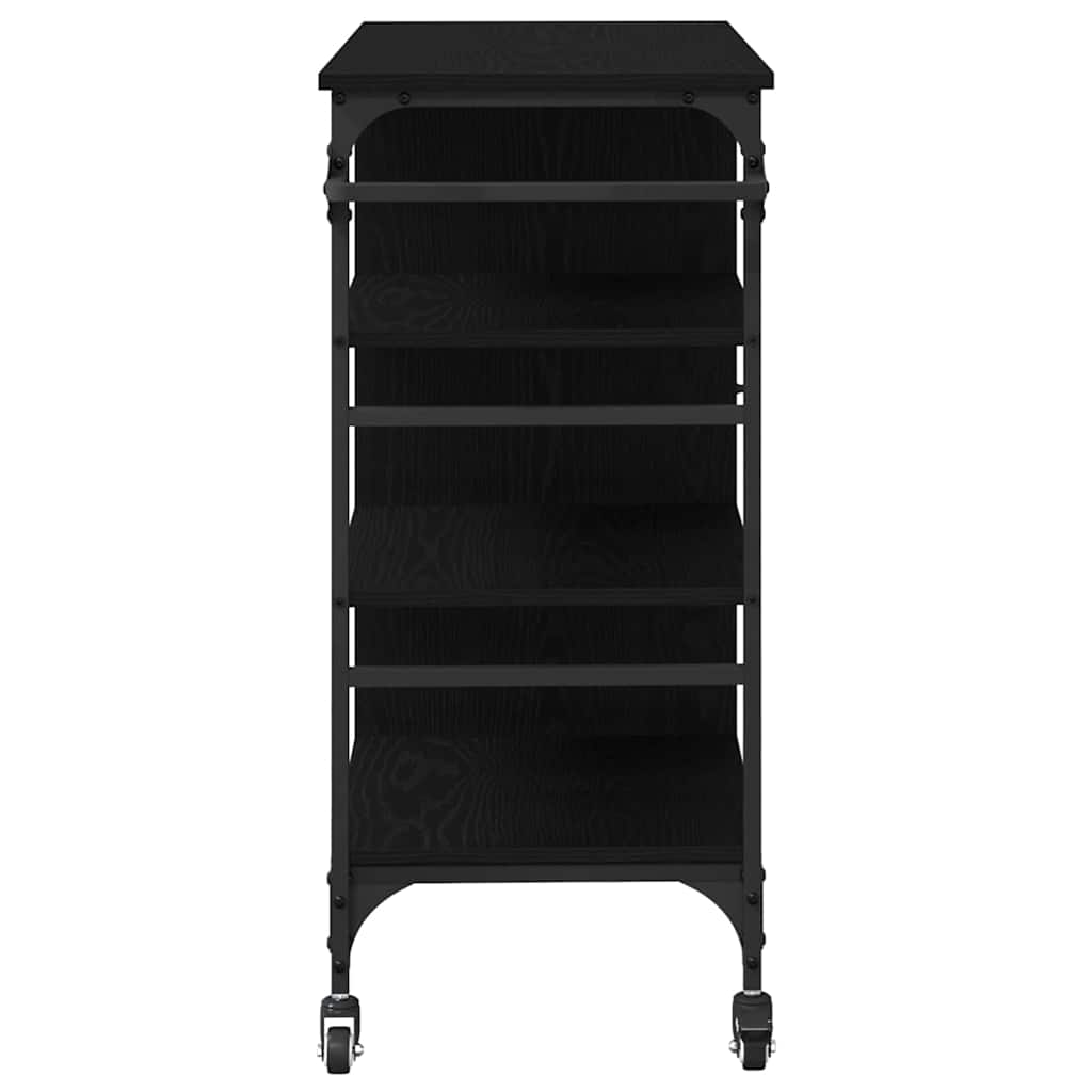 Carrello da Cucina Rovere nero 87.5 x 38.5 x 84.5 cm