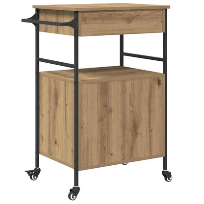 Carrello da Cucina Rovere Artigianale e Nero 56 x 43 x 89.5 cm