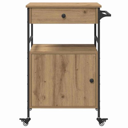 Carrello da Cucina Rovere Artigianale e Nero 56 x 43 x 89.5 cm
