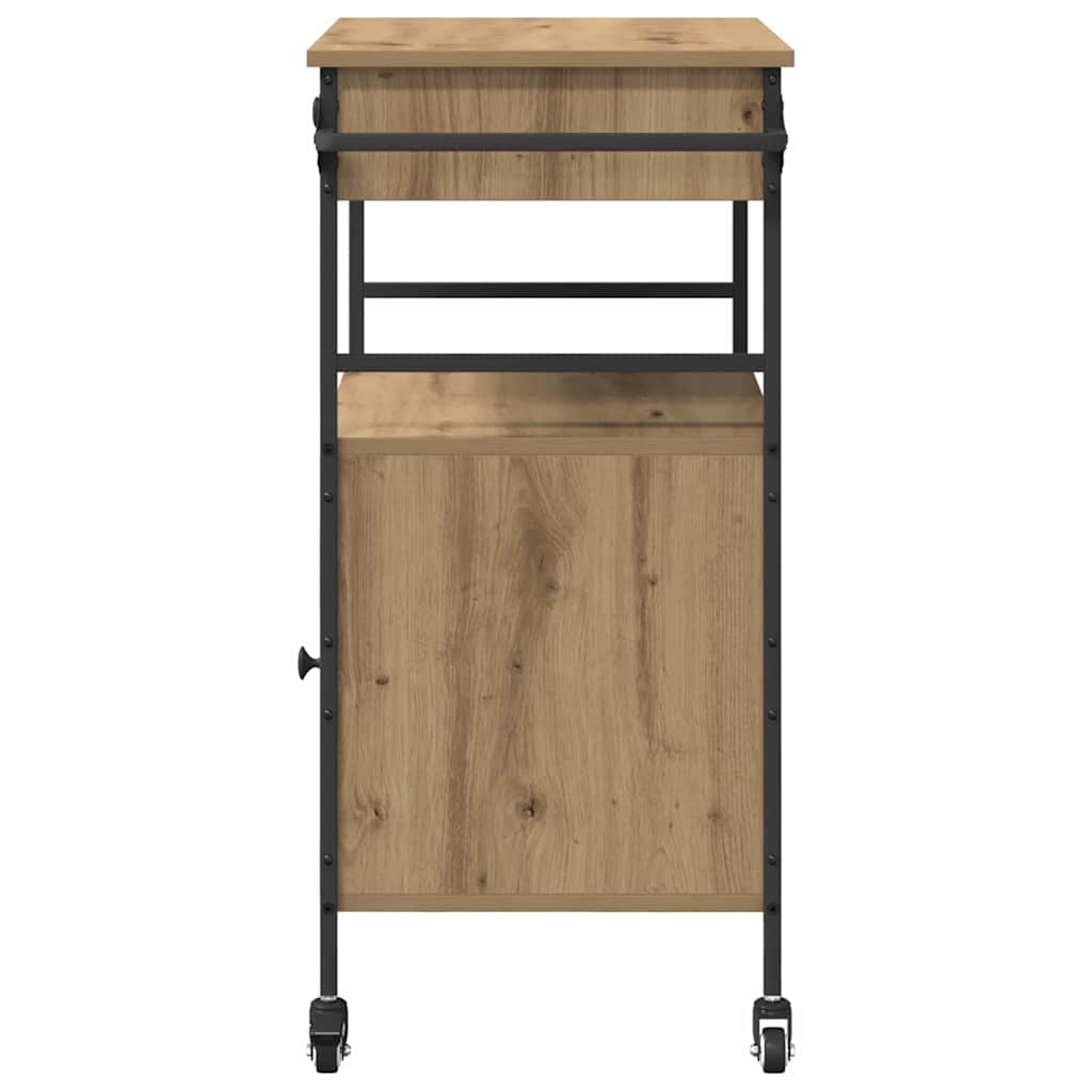 Carrello da Cucina Rovere Artigianale e Nero 56 x 43 x 89.5 cm