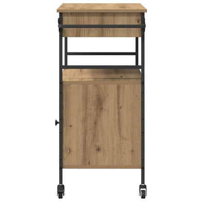 Carrello da Cucina Rovere Artigianale e Nero 56 x 43 x 89.5 cm
