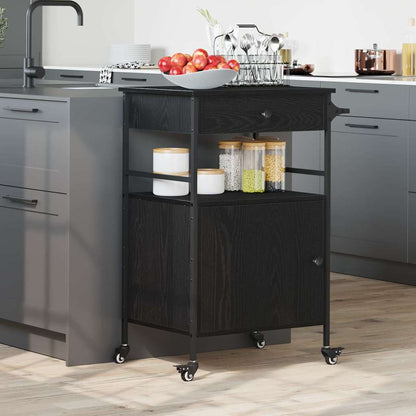 Carrello da Cucina Rovere Nero 56 x 43 x 89.5 cm