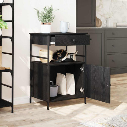 Carrello da Cucina Rovere Nero 56 x 43 x 89.5 cm