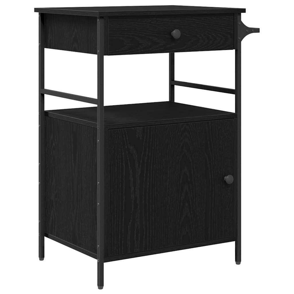 Carrello da Cucina Rovere Nero 56 x 43 x 89.5 cm