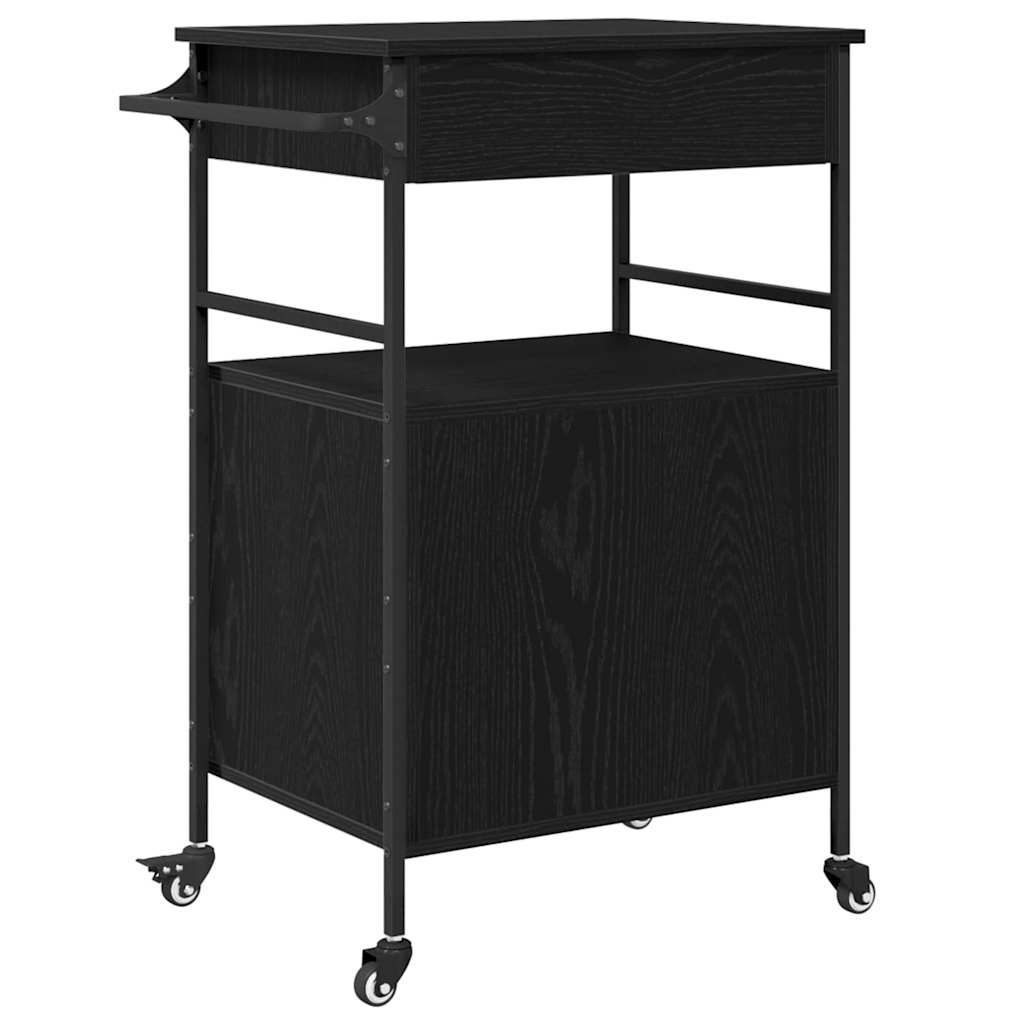 Carrello da Cucina Rovere Nero 56 x 43 x 89.5 cm