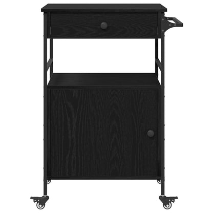 Carrello da Cucina Rovere Nero 56 x 43 x 89.5 cm