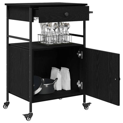 Carrello da Cucina Rovere Nero 56 x 43 x 89.5 cm