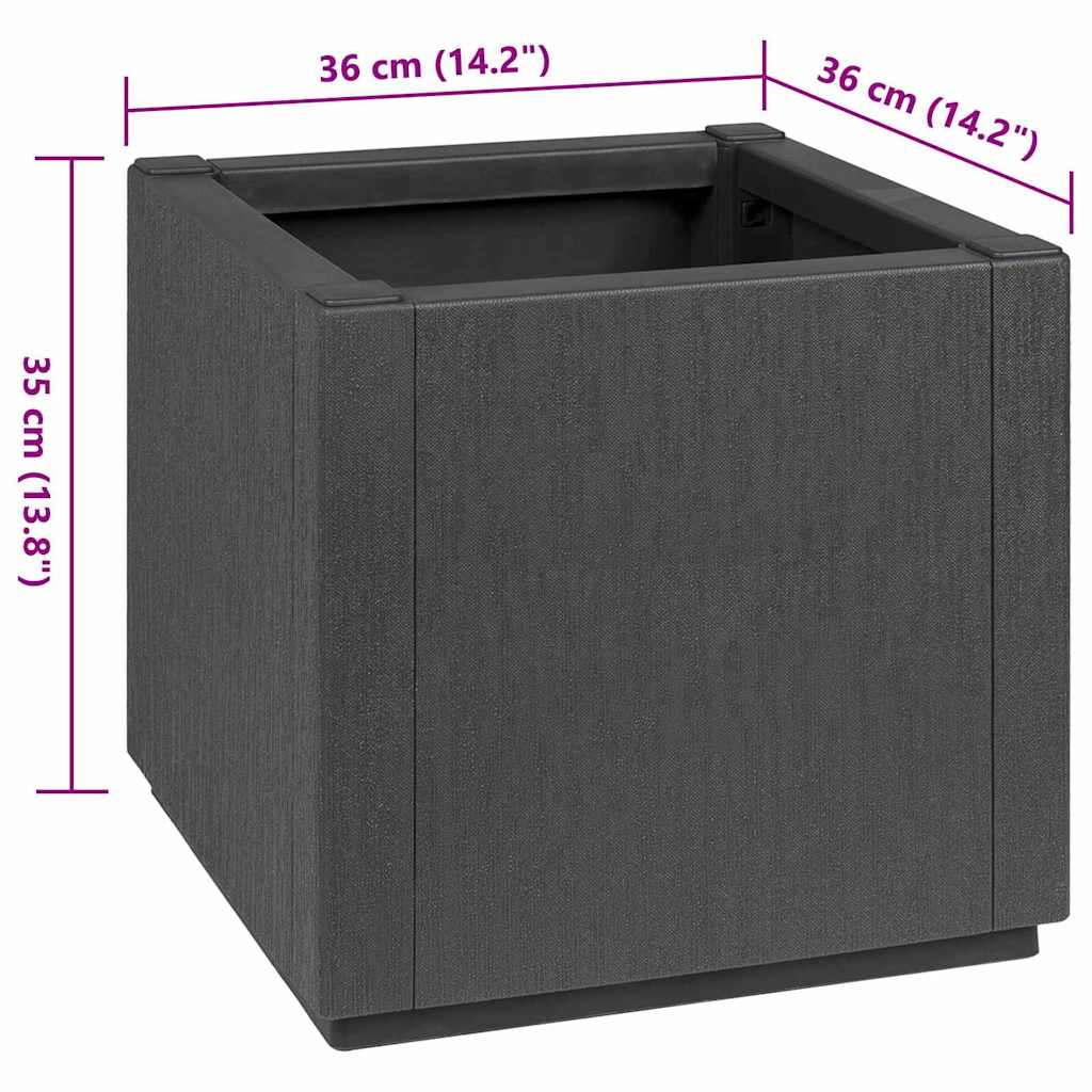Vaso da giardino Antracite 36 x 36 x 35 cm Polipropilene