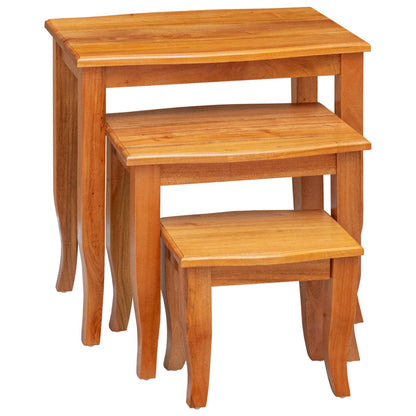 Tavolini Nesting 3 pcs Naturale Legno di Mogano Massello | homemem39