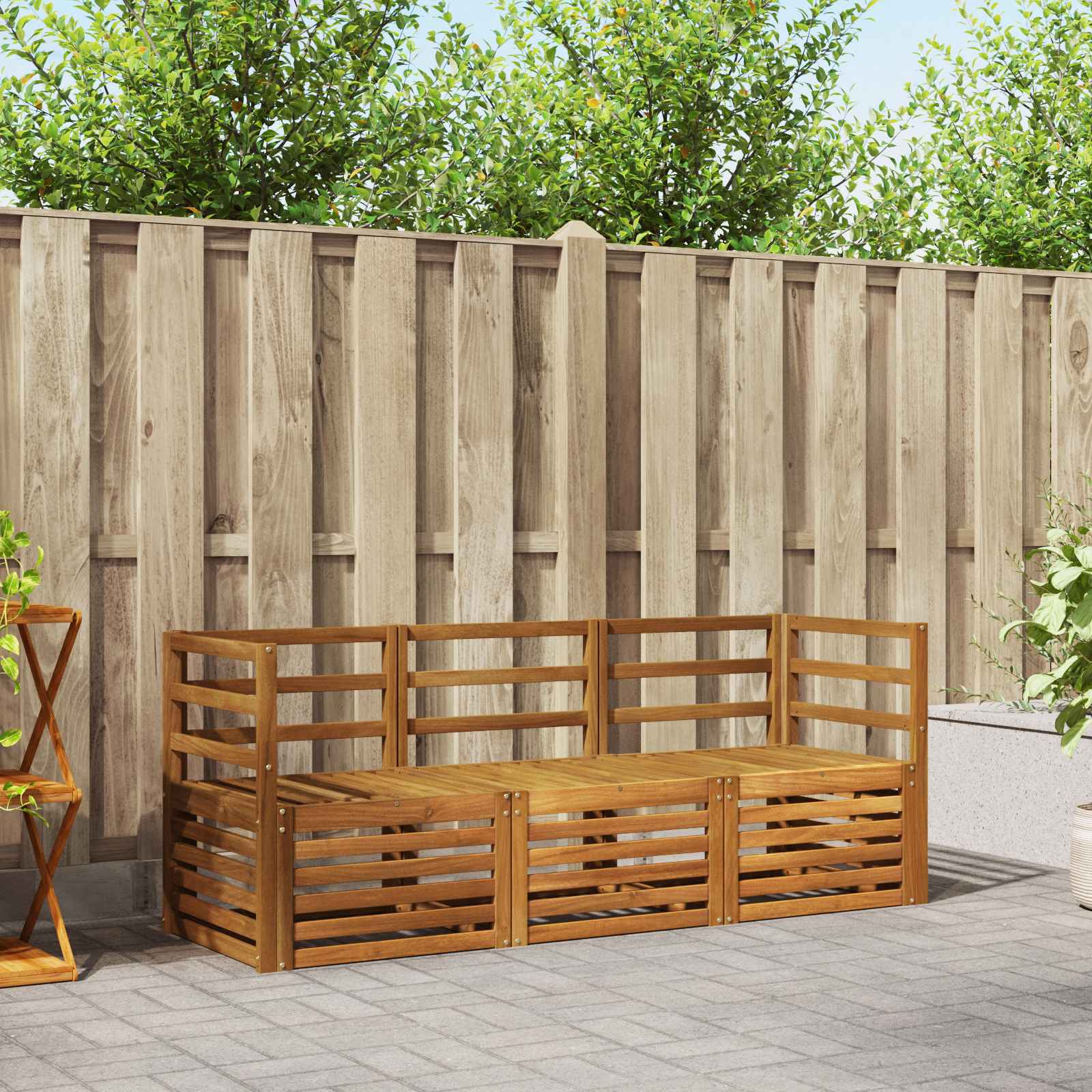 Set divani 3 pcs Naturale Legno di Acacia Massello | homemem39