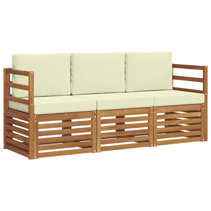 Set divani 3 pcs Naturale e Crema Legno di Acacia Massello | homemem39