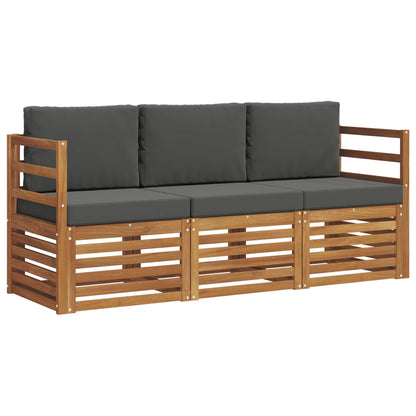 Set divani 3 pcs Naturale e Antracite Legno di Acacia Massello | homemem39