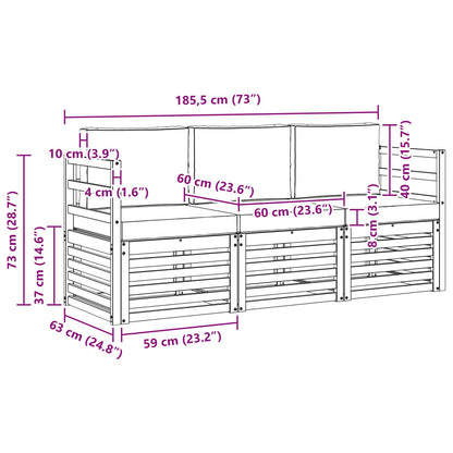 Set divani 3 pcs Naturale e Antracite Legno di Acacia Massello | homemem39