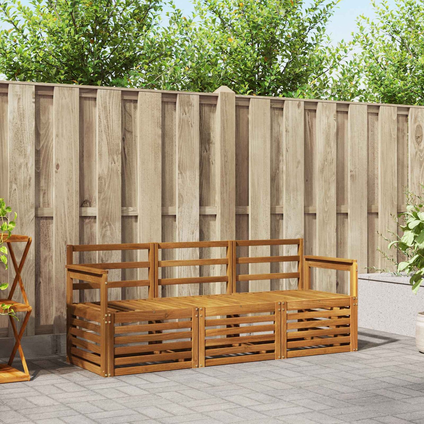 Set divani 3 pcs Naturale Legno di Acacia Massello | homemem39