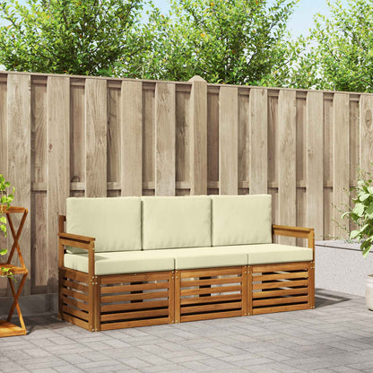 Set divani 3 pcs Naturale e Crema Legno di Acacia Massello | homemem39