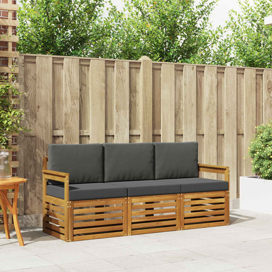 Set divani 3 pcs Naturale e Antracite Legno di Acacia Massello | homemem39