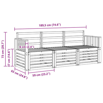 Set divani 3 pcs Naturale Legno di Acacia Massello | homemem39
