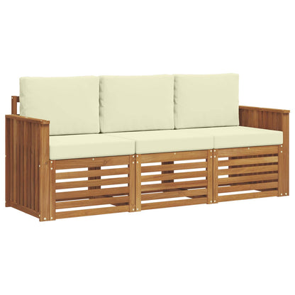 Set divani 3 pcs Naturale e Crema Legno di Acacia Massello