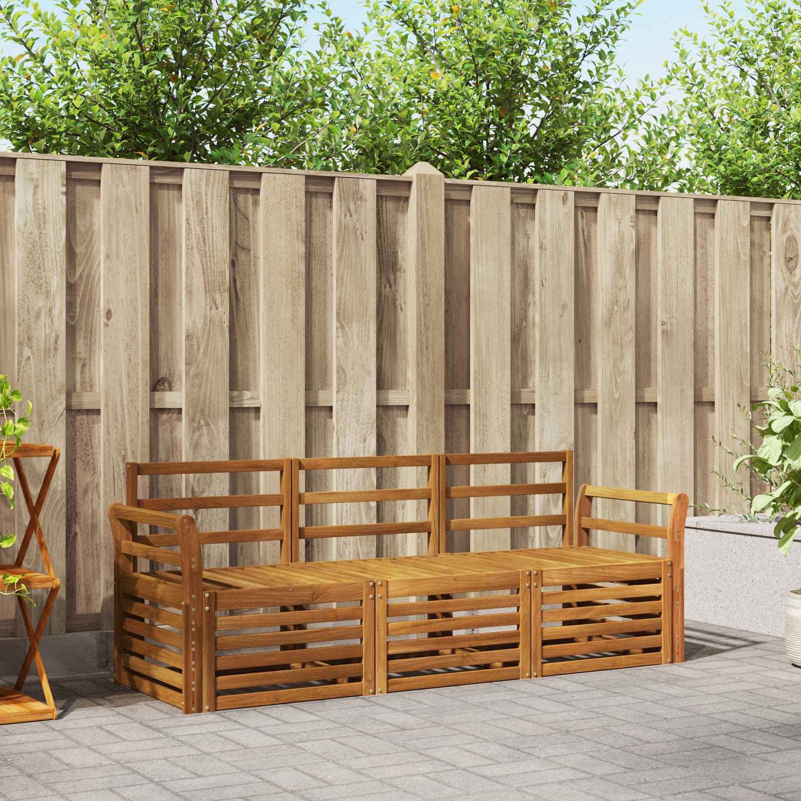 Set divani 3 pcs Naturale Legno di Acacia Massello | homemem39