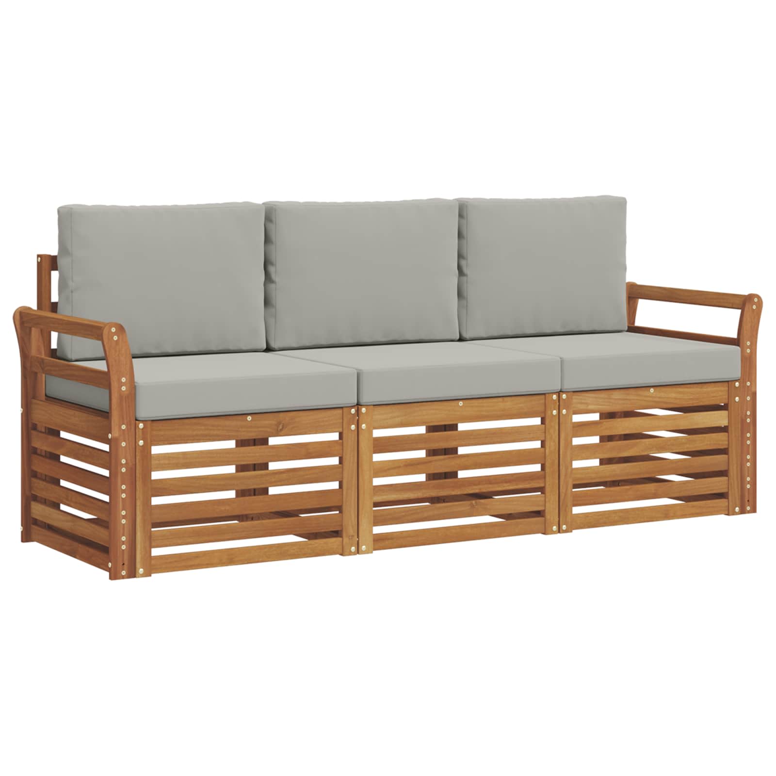 Set divani con cuscino 3 pcs Grigio Naturale e Chiaro | homemem39