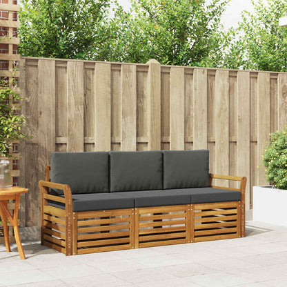 Set divani 3 pcs Naturale e Antracite Legno di Acacia Massello | homemem39
