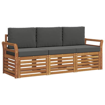 Set divani 3 pcs Naturale e Antracite Legno di Acacia Massello | homemem39