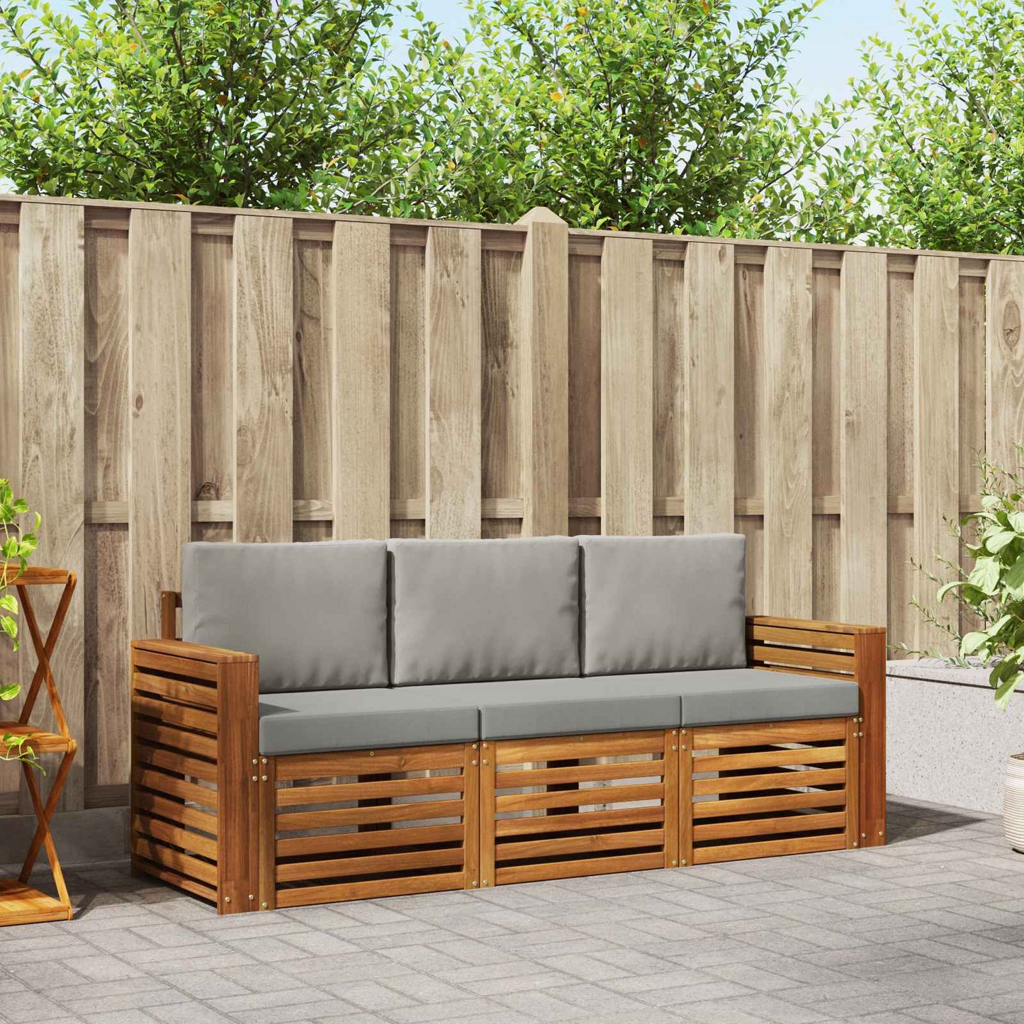 Set divani con cuscino 3 pcs Grigio Naturale e Chiaro | homemem39