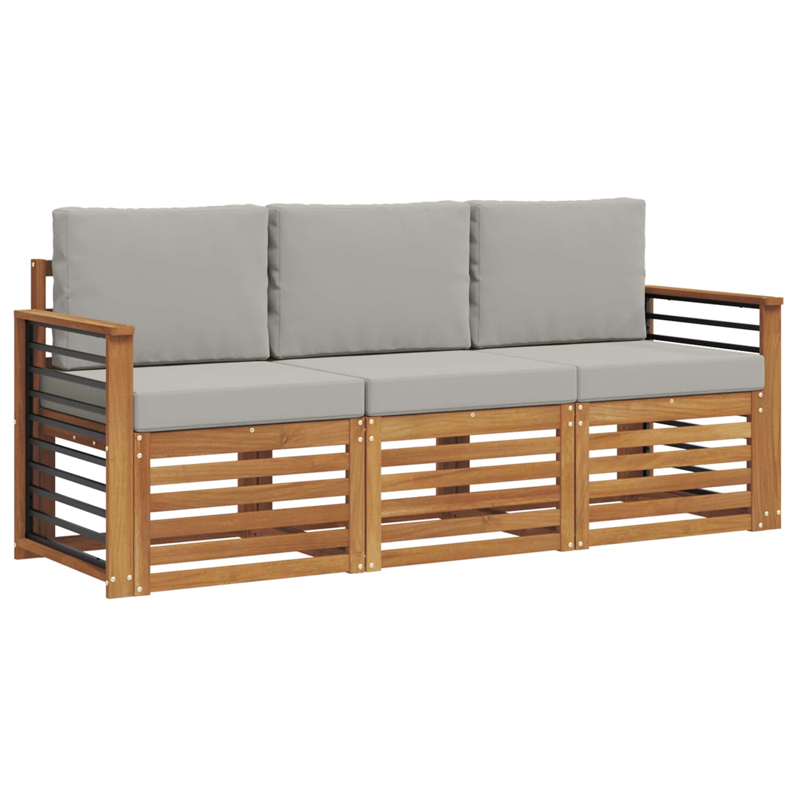 Set divani con cuscino 3 pcs Grigio Naturale e Chiaro | homemem39