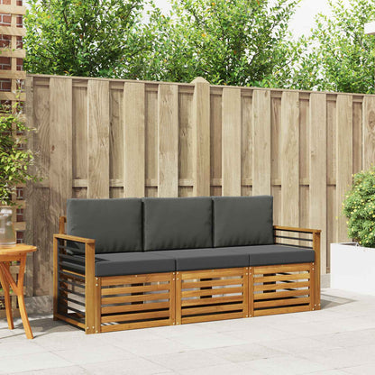 Set divani 3 pcs Naturale e Antracite Legno di Acacia Massello | homemem39