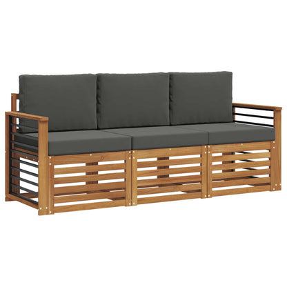 Set divani 3 pcs Naturale e Antracite Legno di Acacia Massello | homemem39