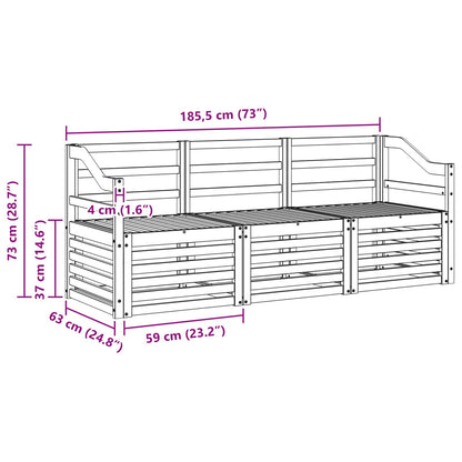 Set divani 3 pcs Naturale Legno di Acacia Massello
