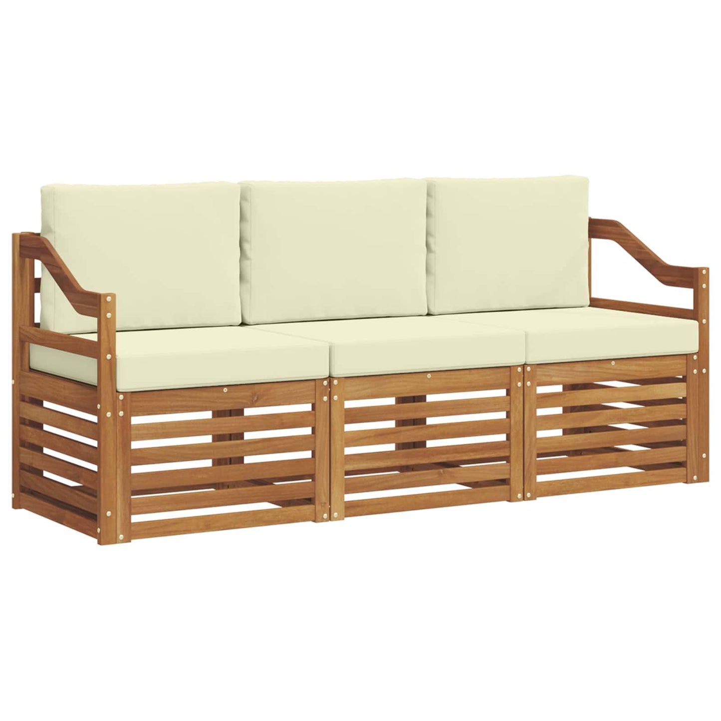 Set divani 3 pcs Naturale e Crema Legno di Acacia Massello | homemem39