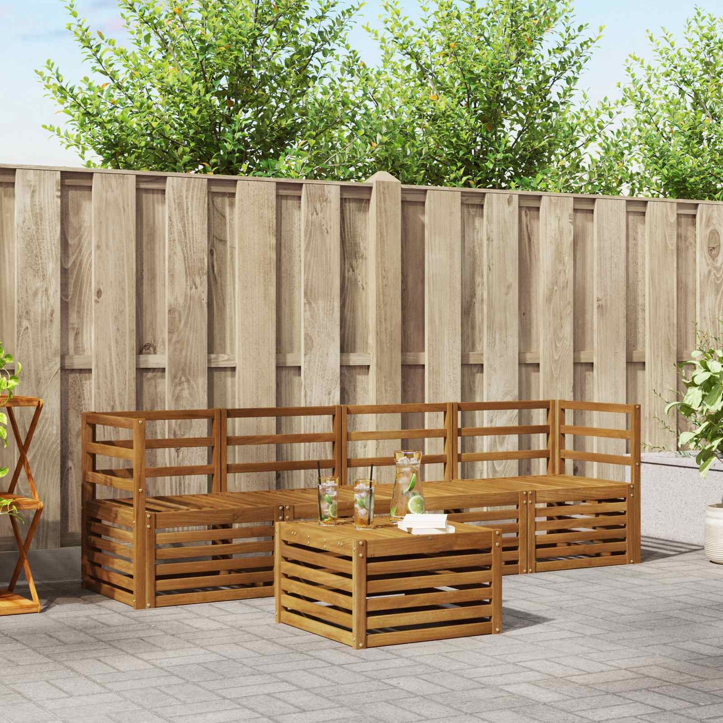 Set divani 5 pcs Naturale Legno di Acacia Massello