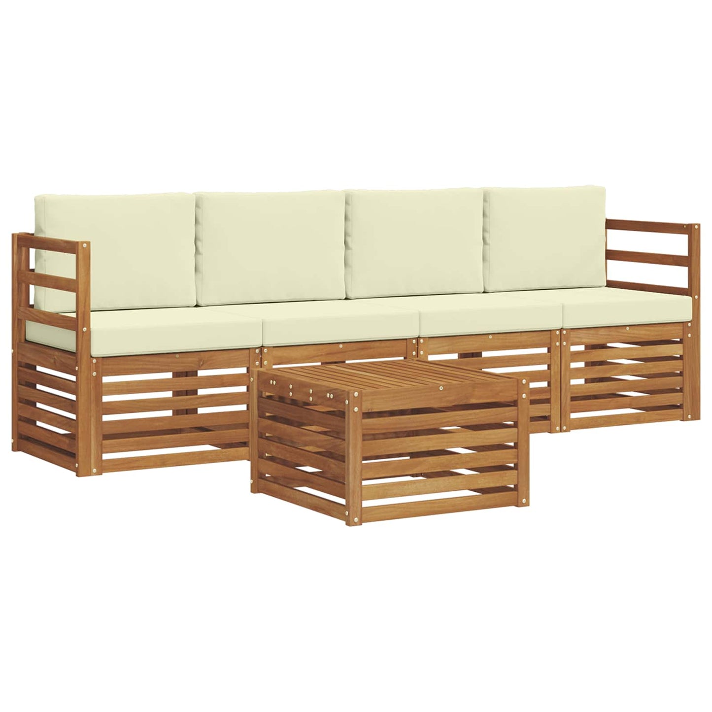 Set di divani da esterno con cuscino 5 pcs Naturale e Crema | homemem39