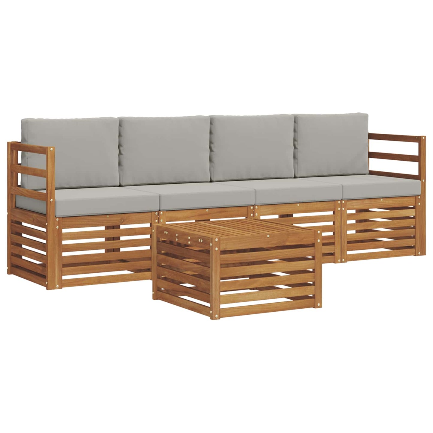 Set di divani da esterno 5 pcs Grigio Naturale e Chiaro | homemem39
