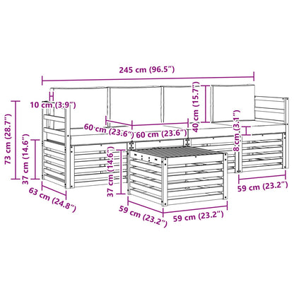 Set di divani da esterno con cuscino 5 pcs Naturale e Antracite | homemem39