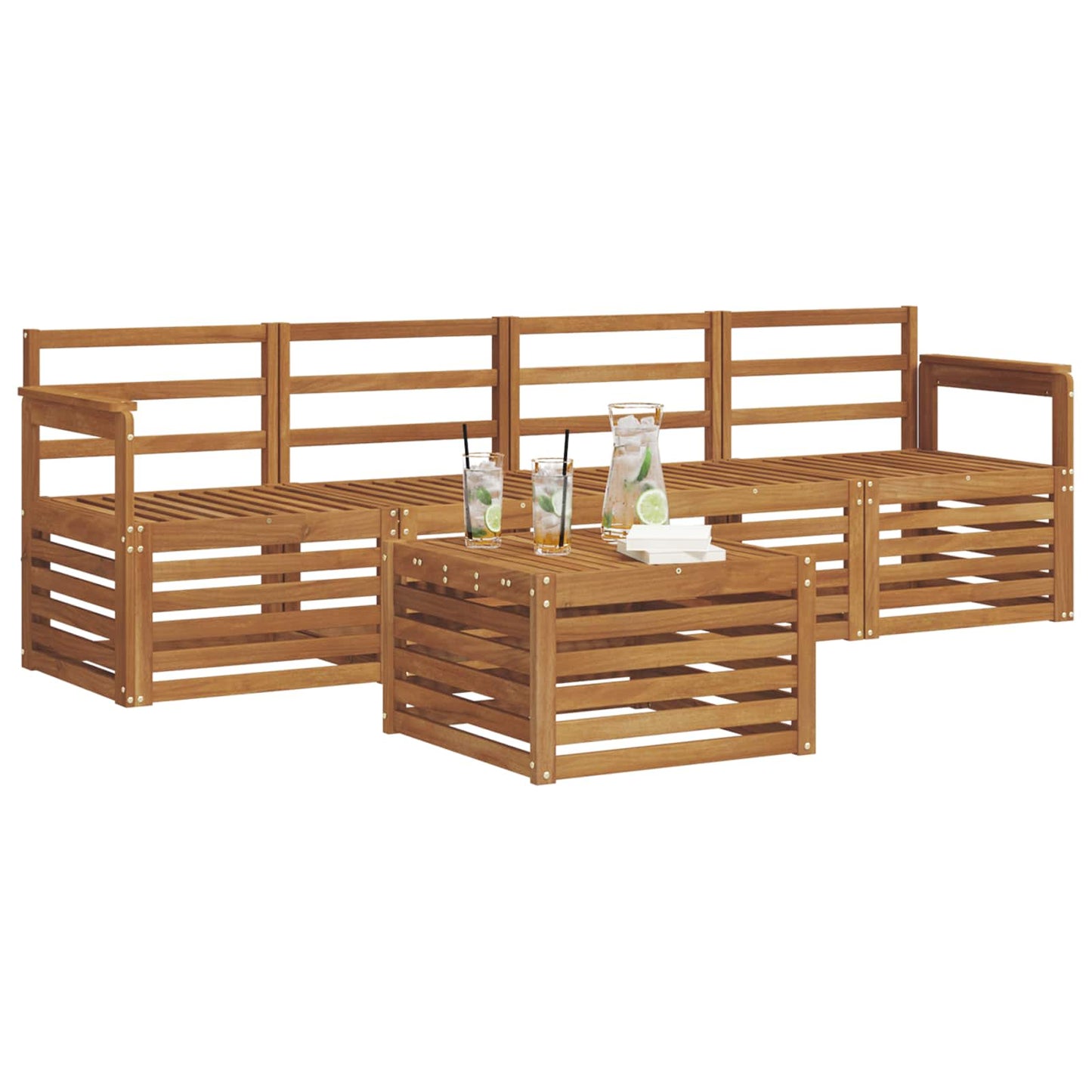 Set divani 5 pcs Naturale Legno di Acacia Massello | homemem39